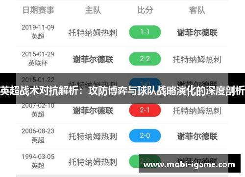 英超战术对抗解析：攻防博弈与球队战略演化的深度剖析